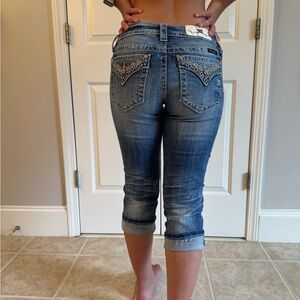 Miss Me Embellished Blue Cropped Jeans